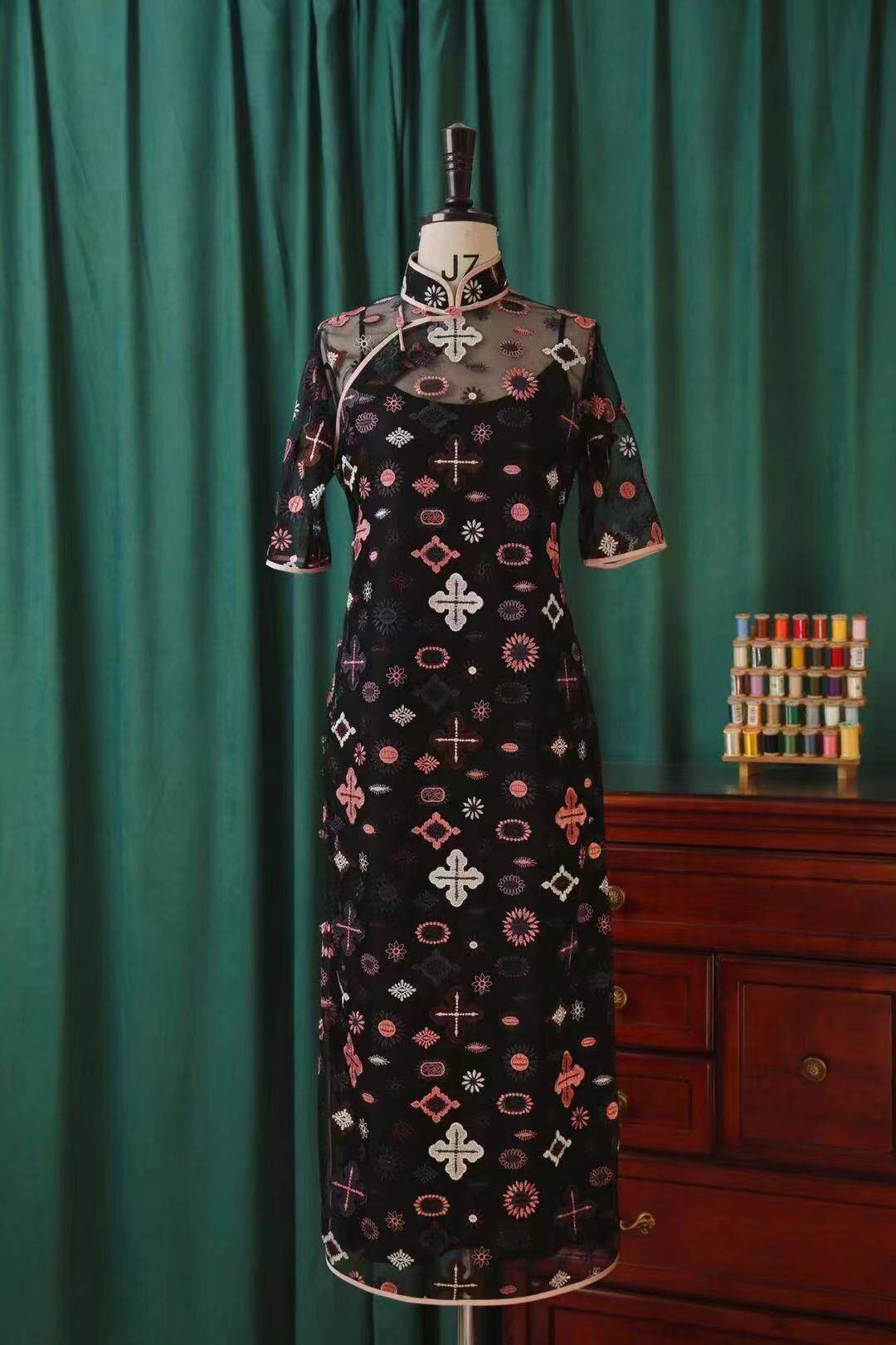 魔杖 梵芮锦刺绣手工刺绣法式刺绣旗袍分享