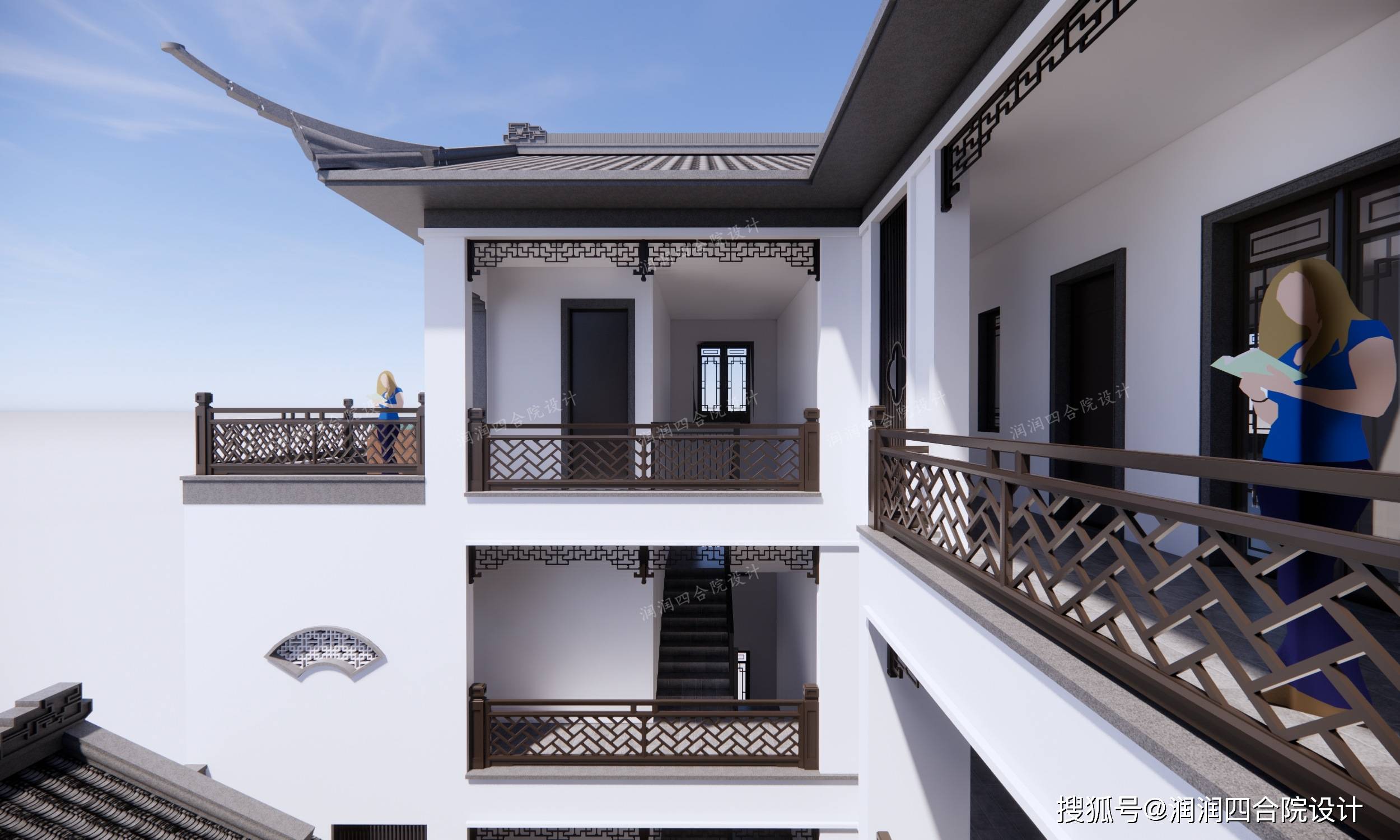 兄弟双拼苏式三合院2217共享庭院各有露台润润四合院设计刘鹰