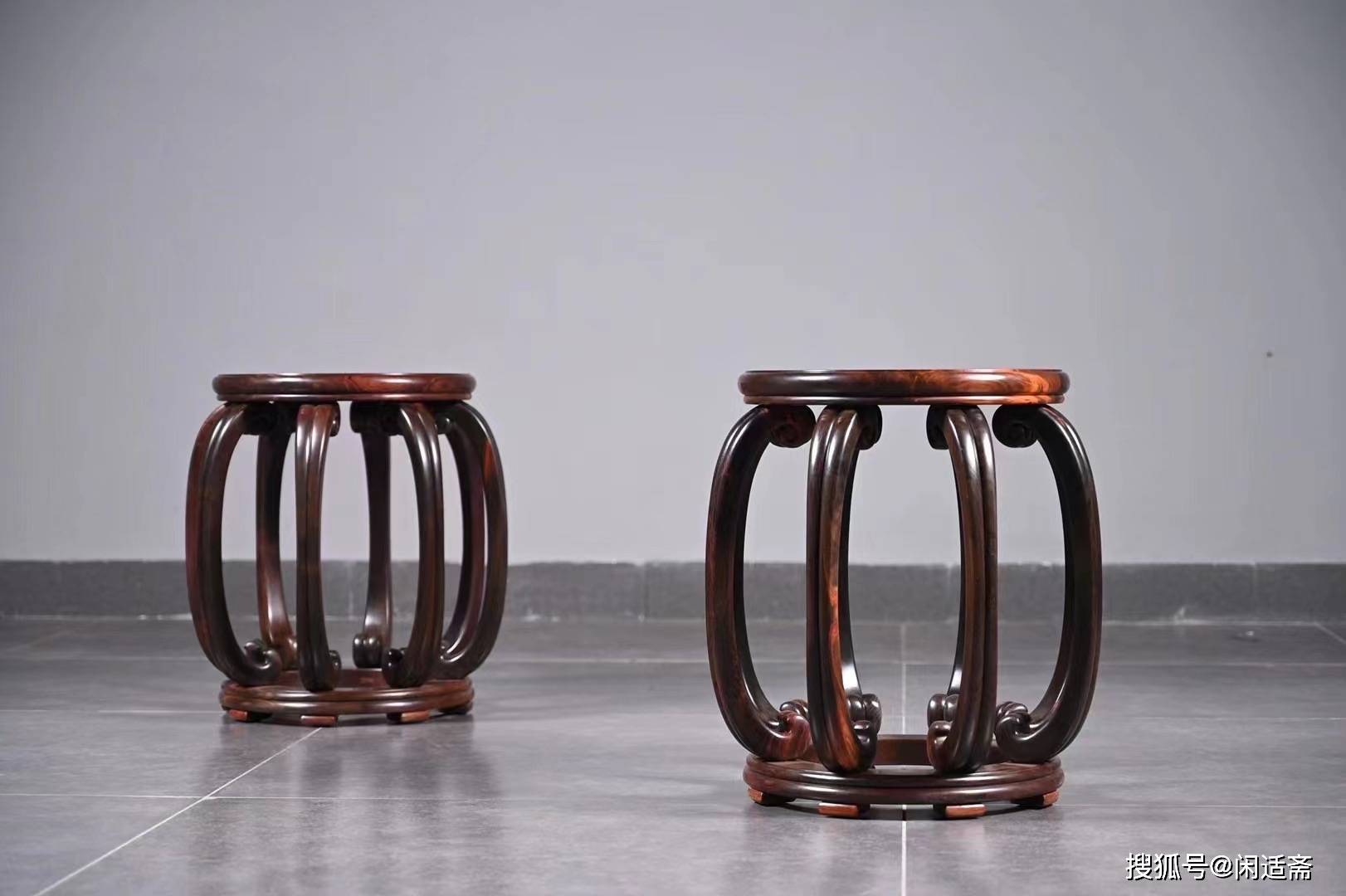 高雅隽秀,复刻王世襄款,八足圆凳,大红酸枝家具_紫檀_形式_坐具