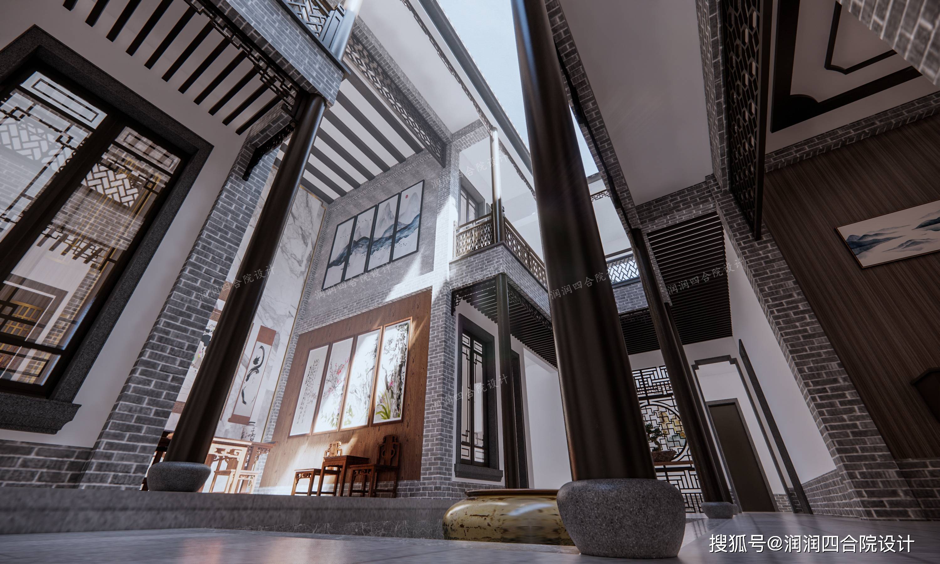 广东客家人的家族传承四合院大宅上下厅三个天井3616润润四合院设计