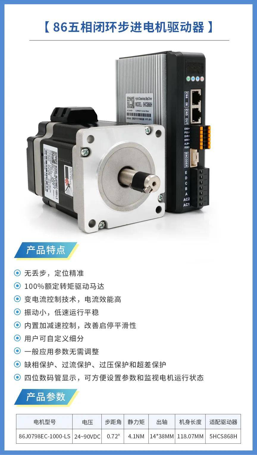 新品发布五相闭环步进电机驱动器正式面世