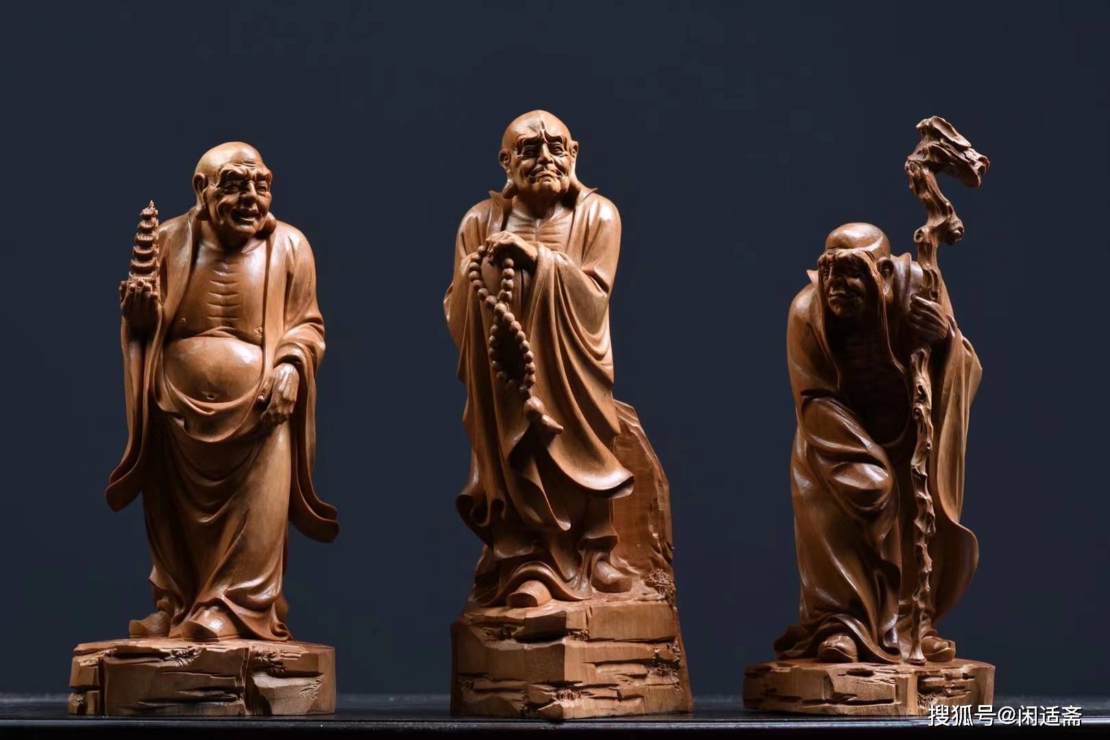 原创仙作佛像木雕珍赏老山檀香十八罗汉木雕像