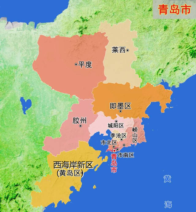 从地图上可以看到,青岛环抱着一个内海,它就是胶州湾,胶州湾面积370