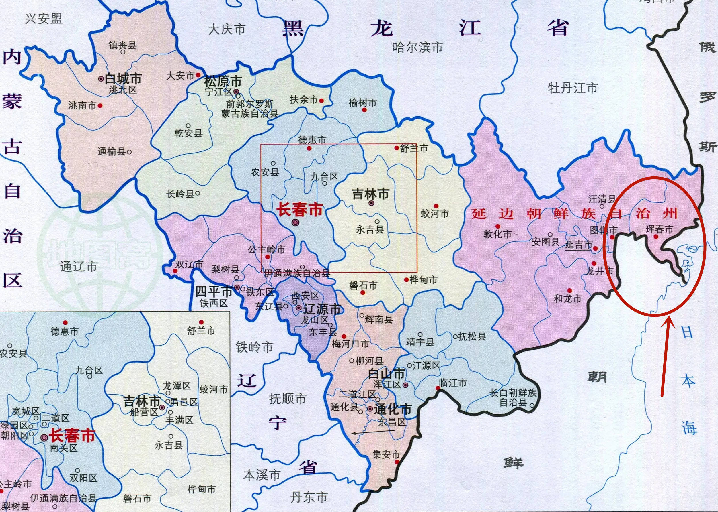 吉林省地图 全图放大图片