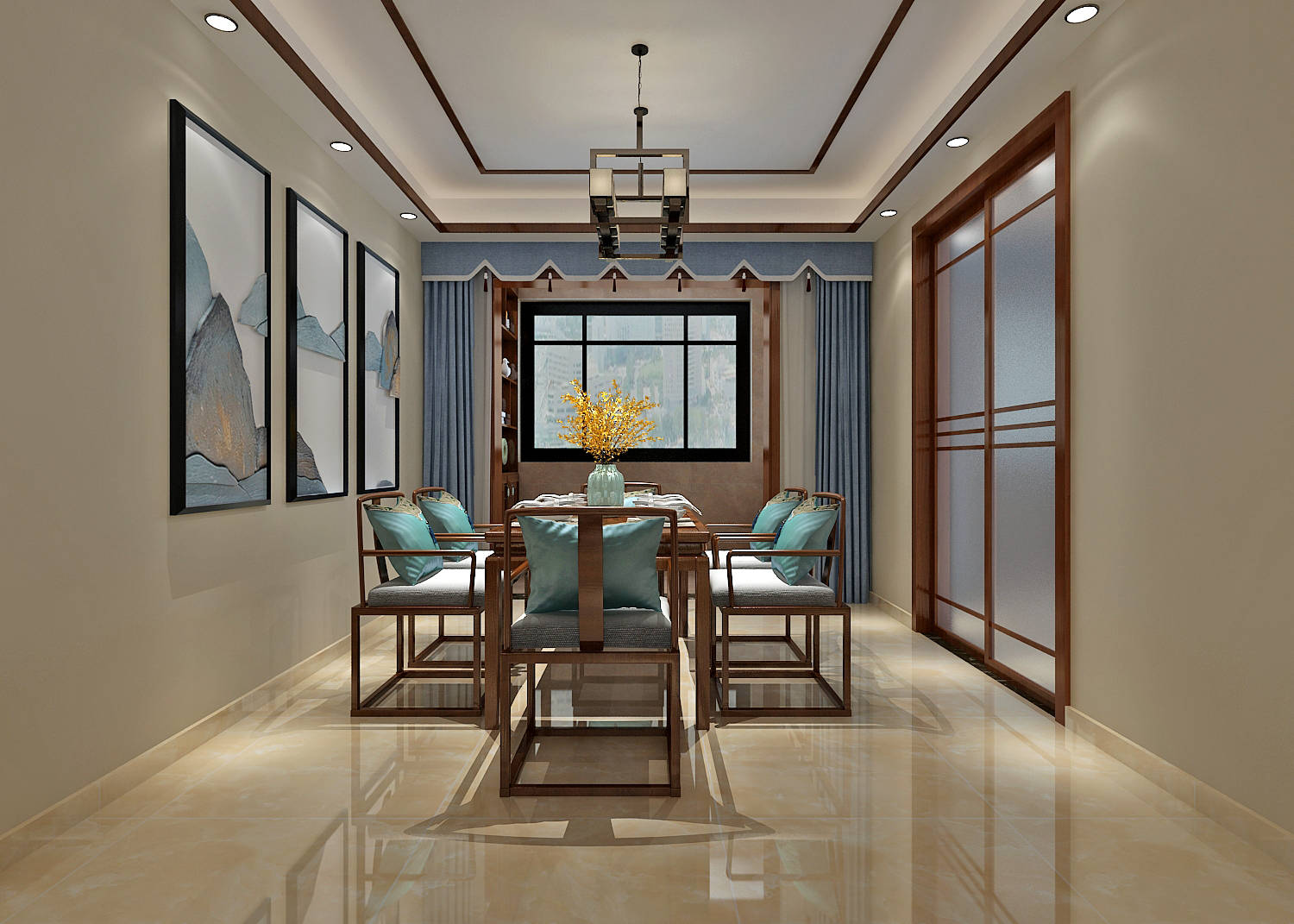 华新山水居130平新中式风格—设计师马文文_元素_传统_融合