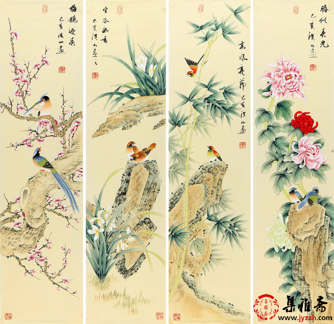 原创张洪山梅兰竹菊国画四君子意境优美清新隽秀