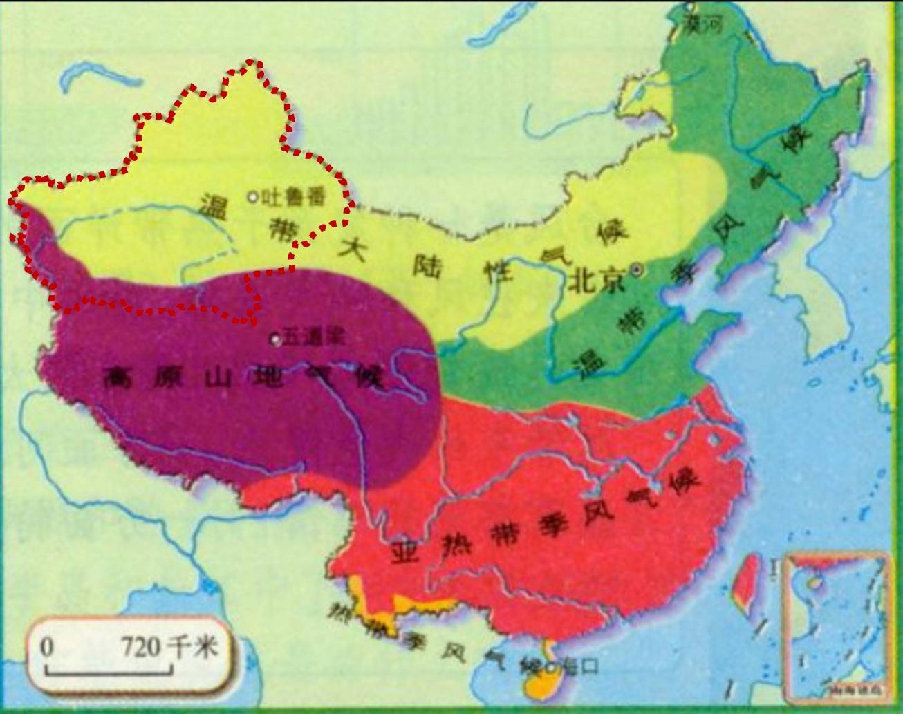 湿润气候难以到达,属于半干旱区或干旱区,因而干燥少雨,其气候特征是