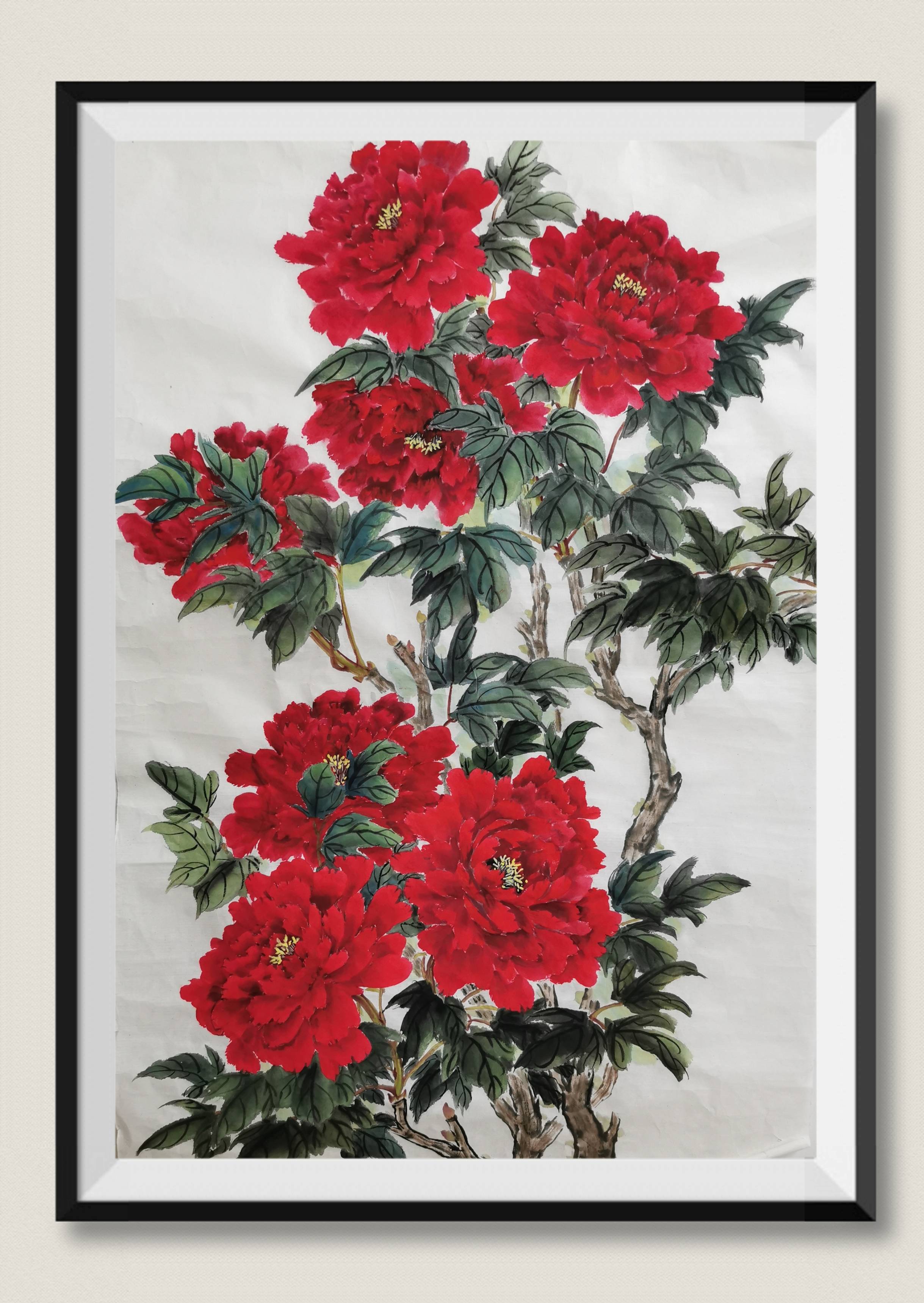 王美云国画牡丹-搜狐大视野-搜狐新闻