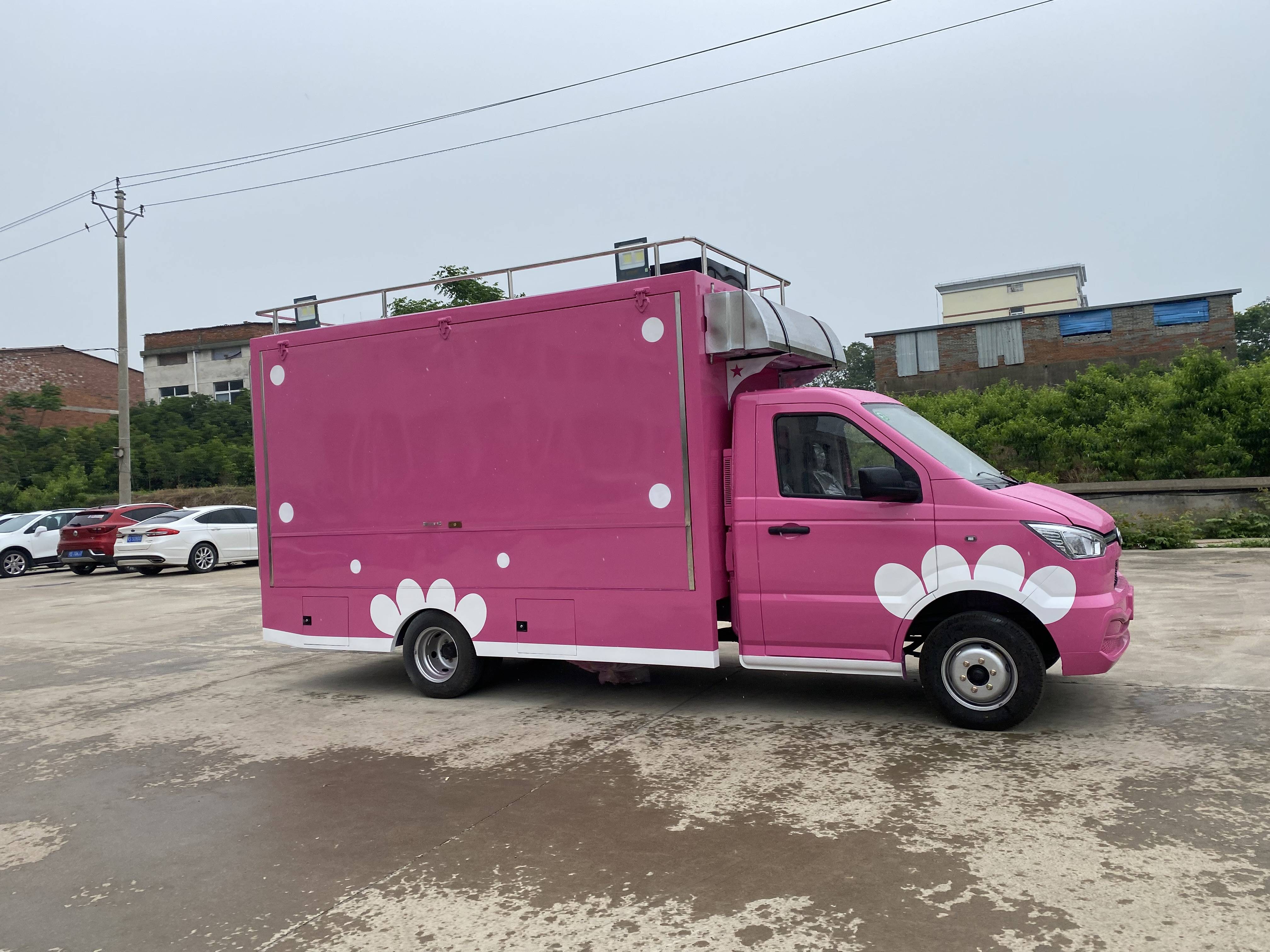 東風流動奶茶車冷飲奶茶冰淇淋車快餐車百貨地攤展示車