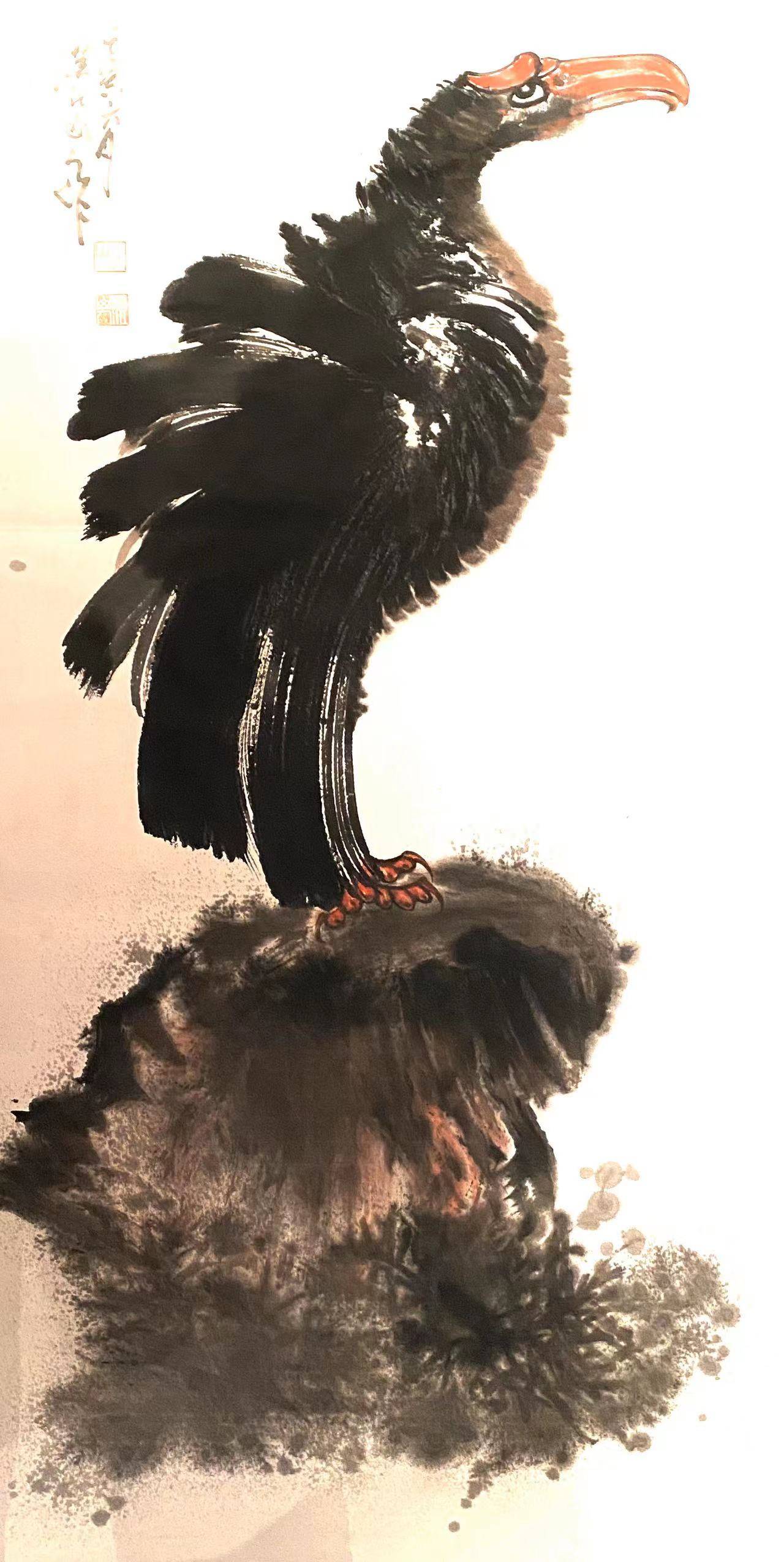 名家画鹰国画家朱祖国笔下的翰墨雄鹰