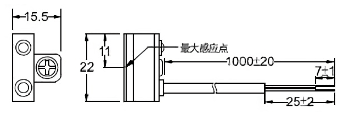 使用電壓範圍 5~120dc/ac感應開關型式 有接點開關邏輯 常開型● 電線