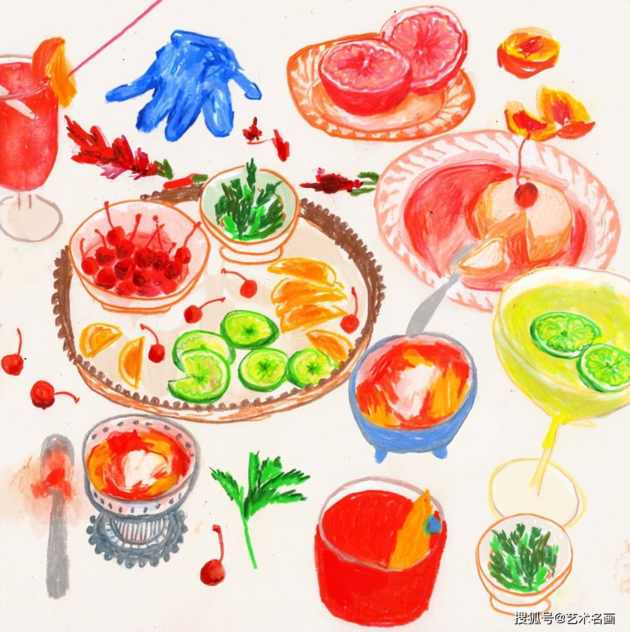 插画的方式记录每日丰盛的餐桌67