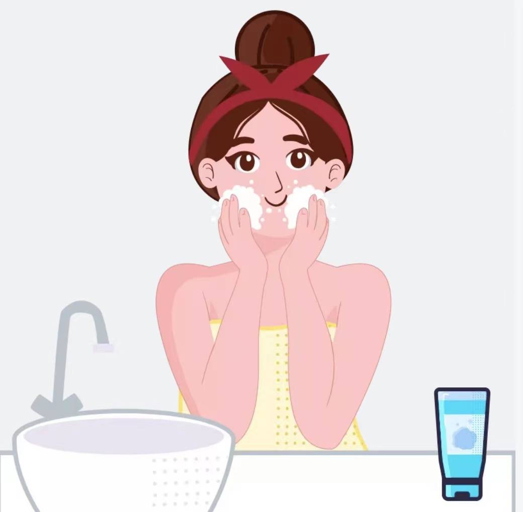 女生洗面奶洗脸头像图片
