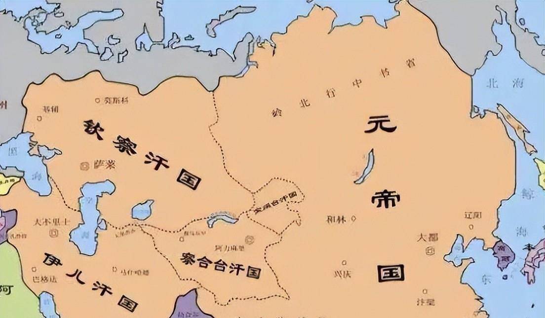 蒙古四大汗国地图高清图片