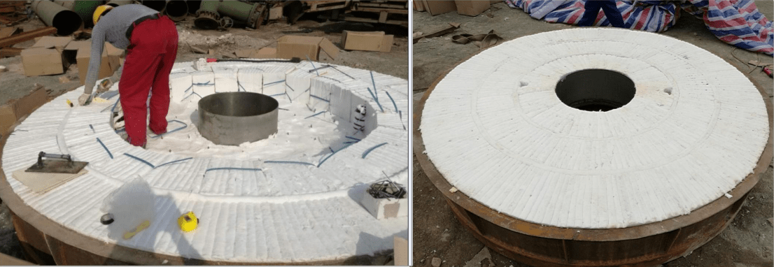 钢包盖保温:使用导热慢,比热小的纤维模块,替代导热