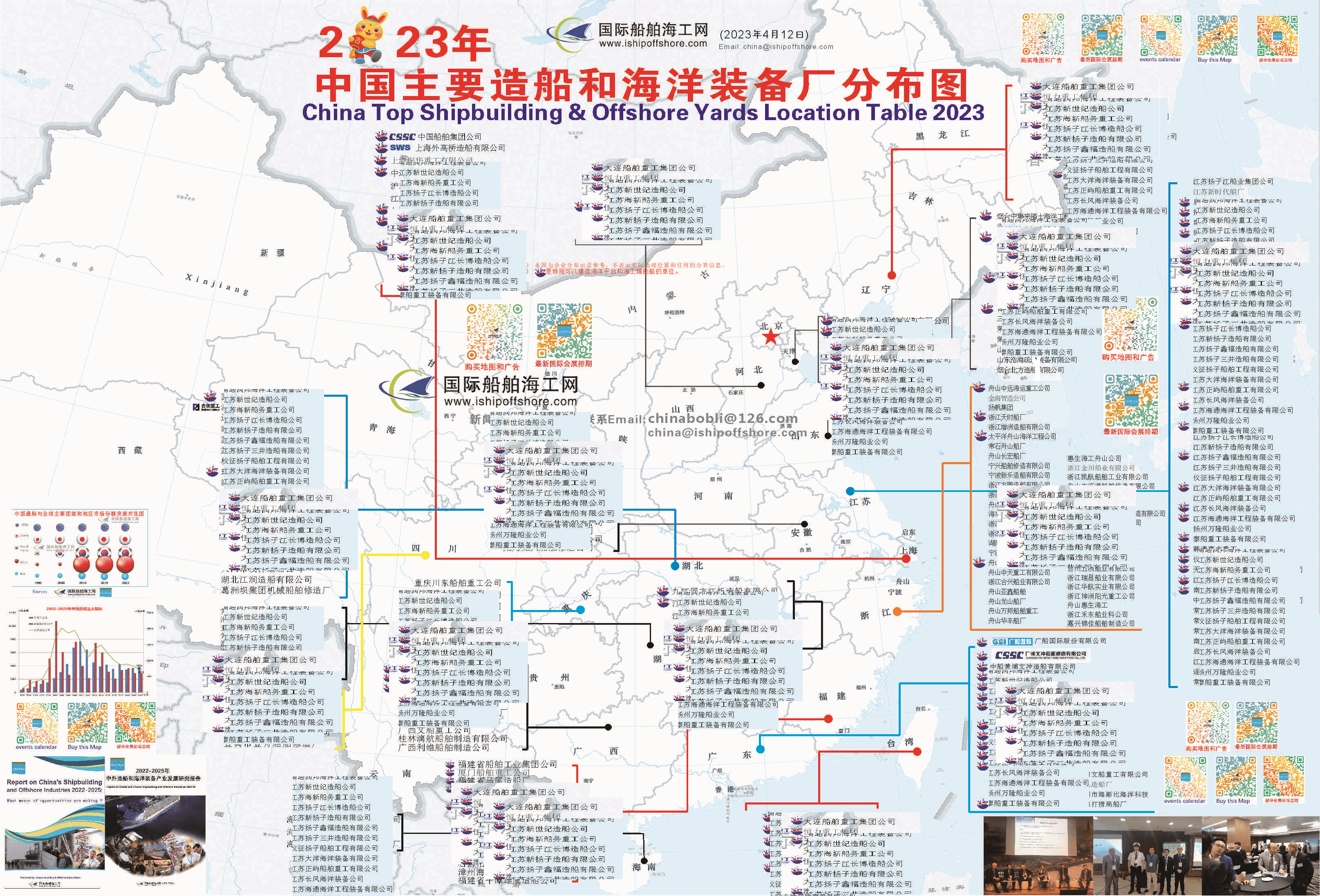 客户定制2023年超大版造船厂地图在上海成功发布，最新排列有300多家
