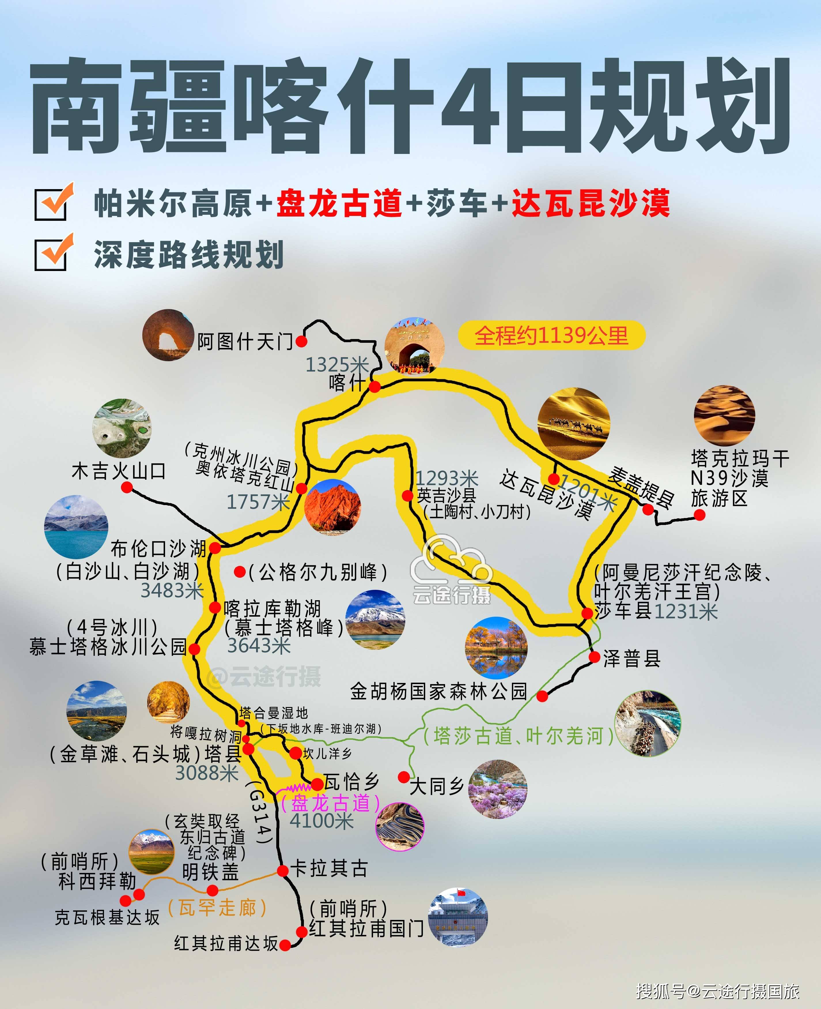 景点帕米尔高原网红公路盘龙古道小环线 g314中巴友谊路 喀拉库勒湖