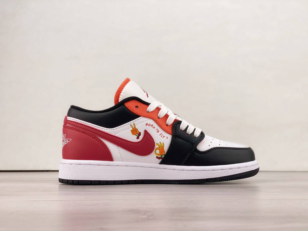 乔丹air jordan 1 low flaming swoosh aj1 黑黄红火焰钩低帮运动鞋