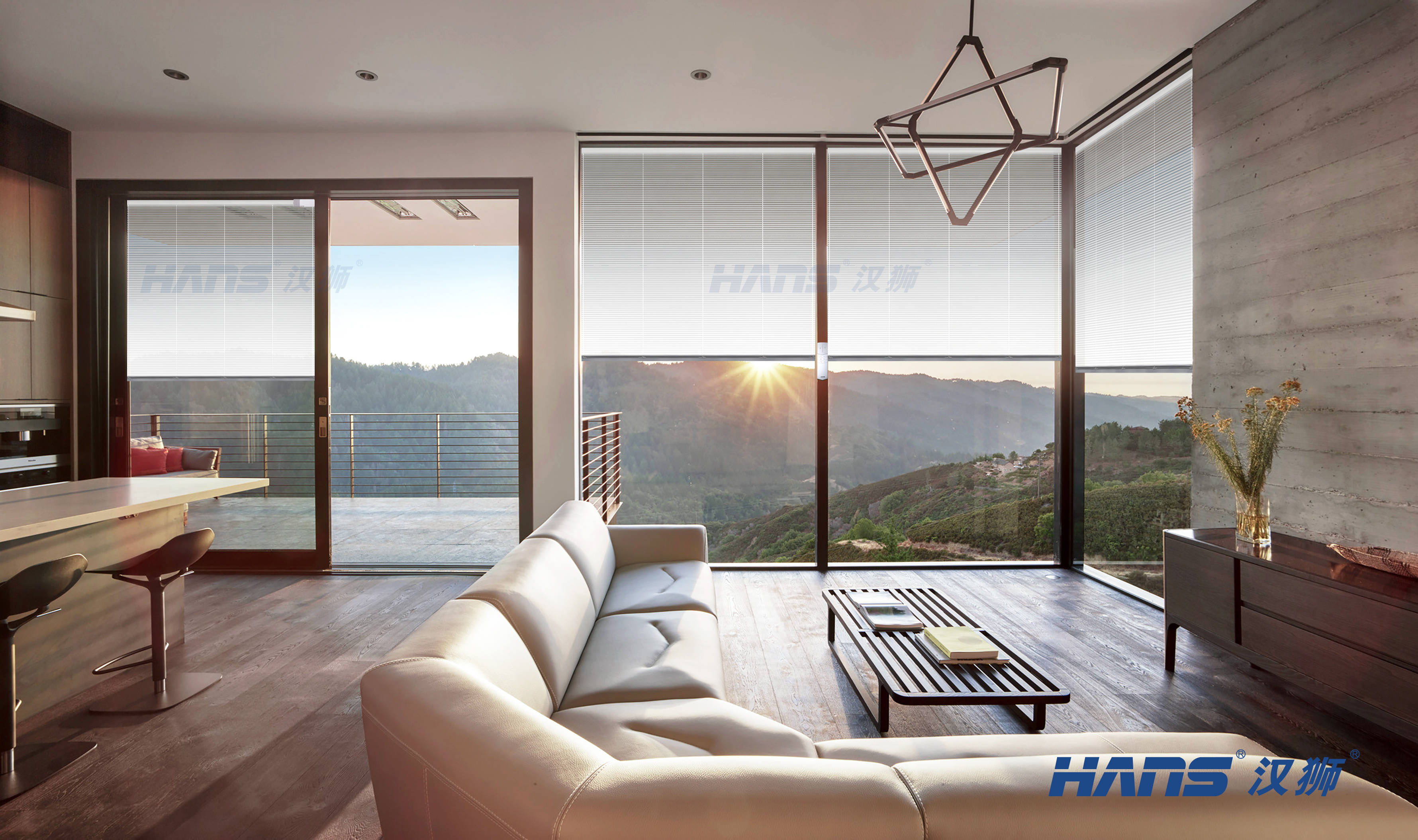 汉狮百叶#百叶窗#空间美学#极简#客厅#中空百叶窗