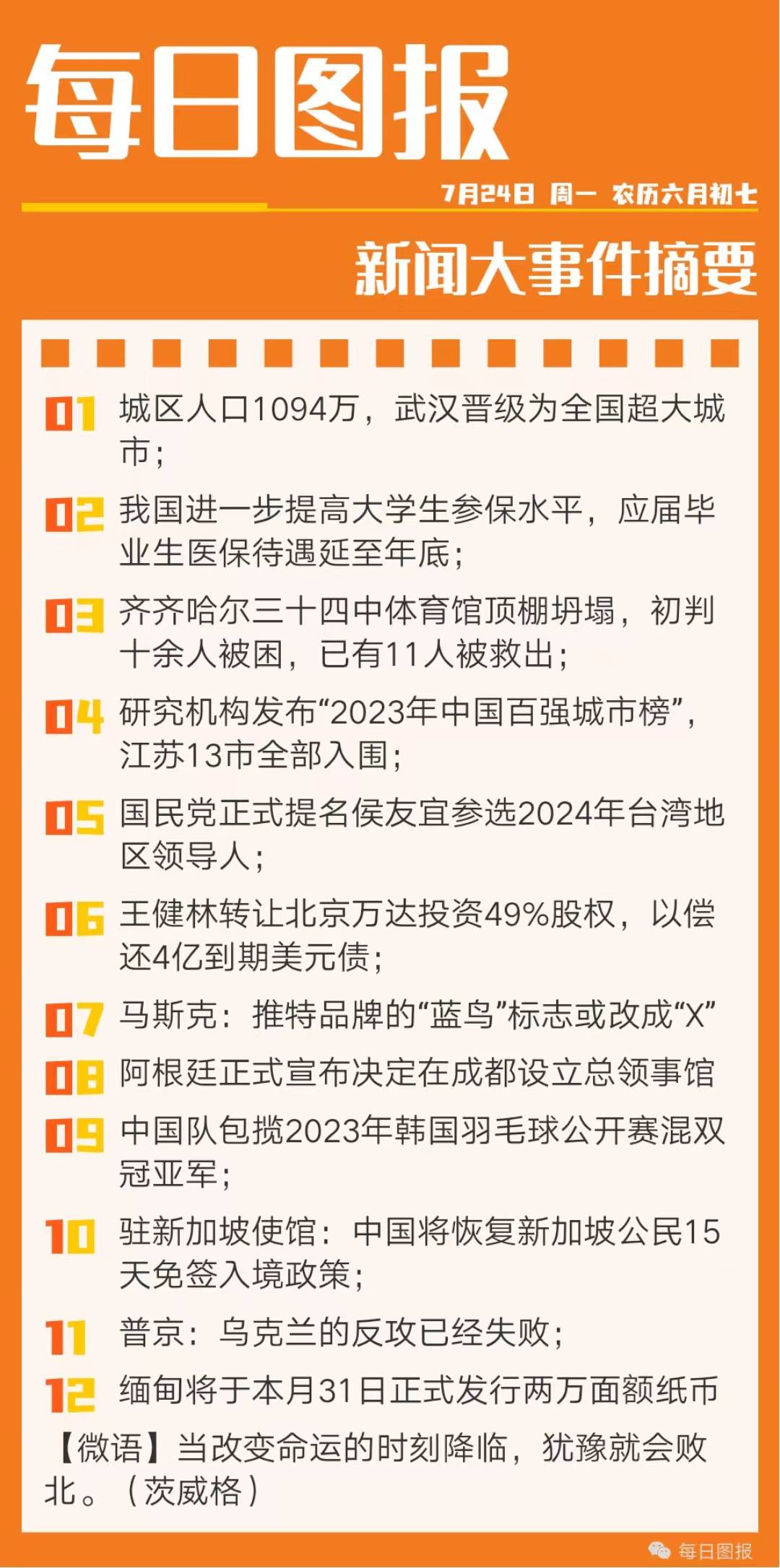 微语简报 早安日签 7月24日_中国_新闻_城市