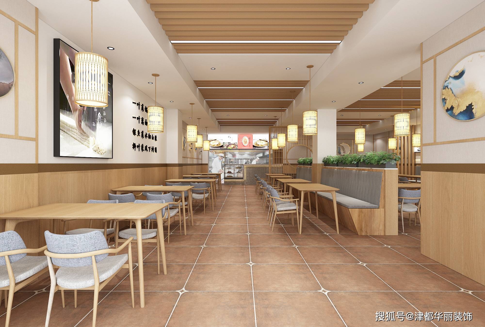 银川装修公司|津都华丽|银川华堂面馆设计装修方案鉴赏_原木_空间