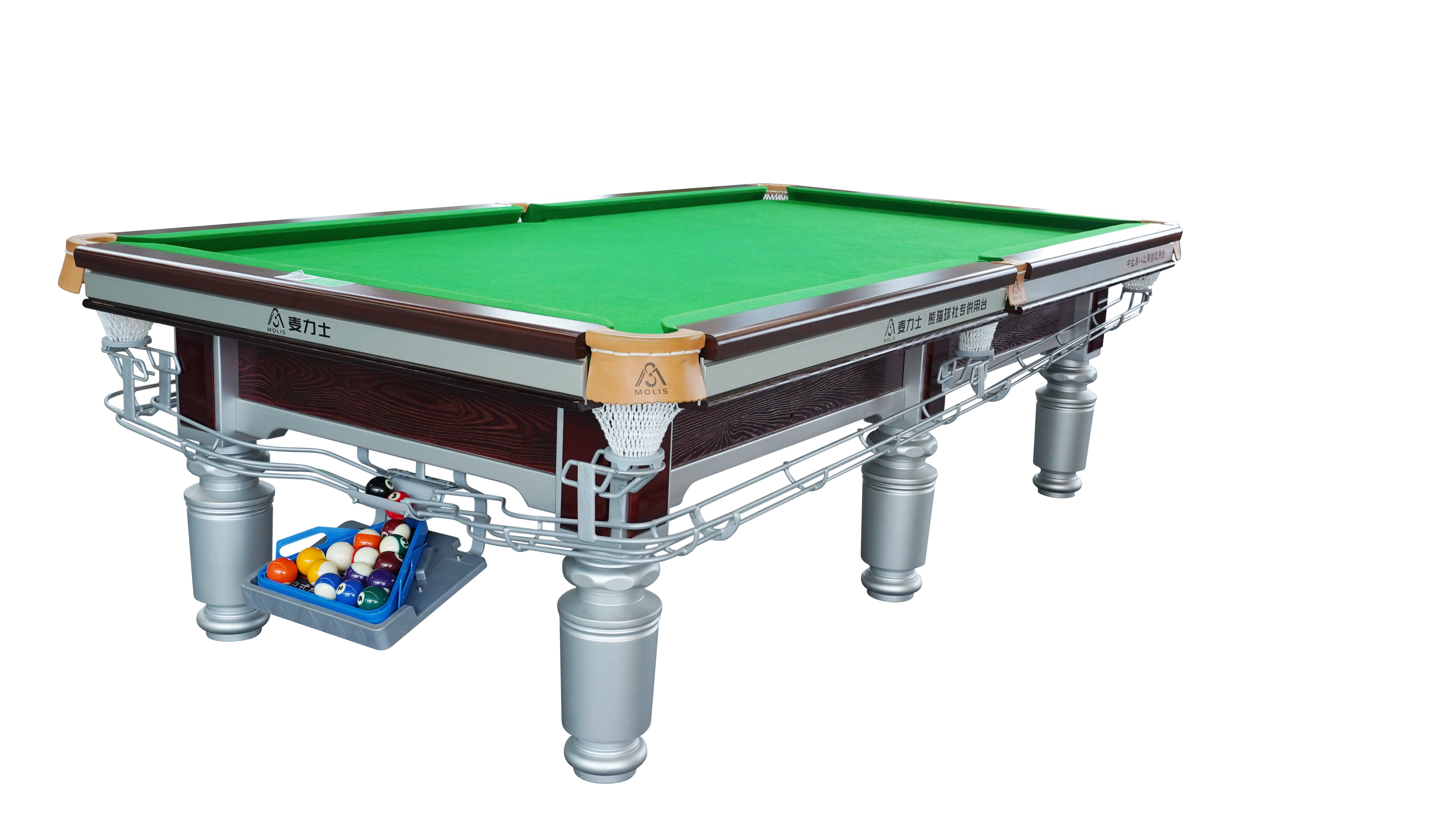 麦力士m5中式台球桌超级平整 库性好 响袋不吐袋12mm"i"型钢库高精