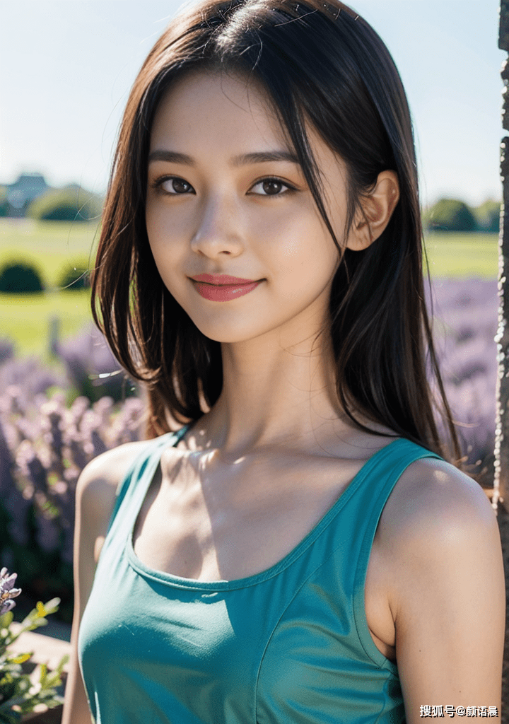 高清美女壁纸,薰衣草海里的甜美阳光连衣裙女生