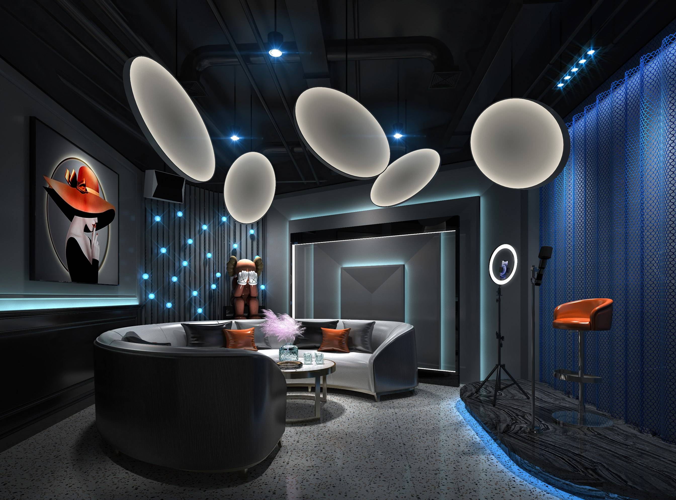 这样的一种简约式派对设计,你们当地从设计风格上会跟其他ktv有本质上