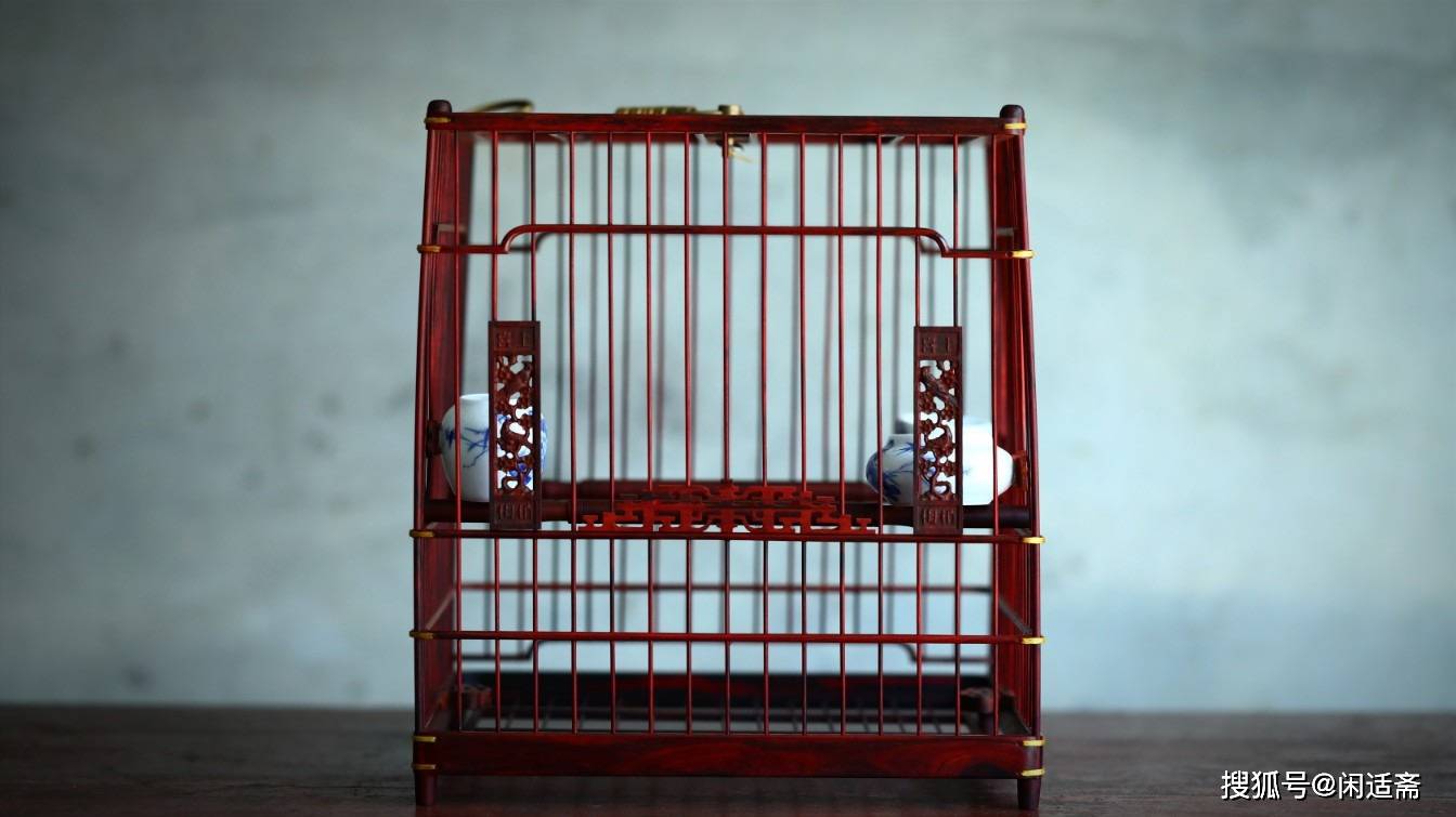 文玩雅件,小叶紫檀,绣眼笼_鸟笼_方形_传统