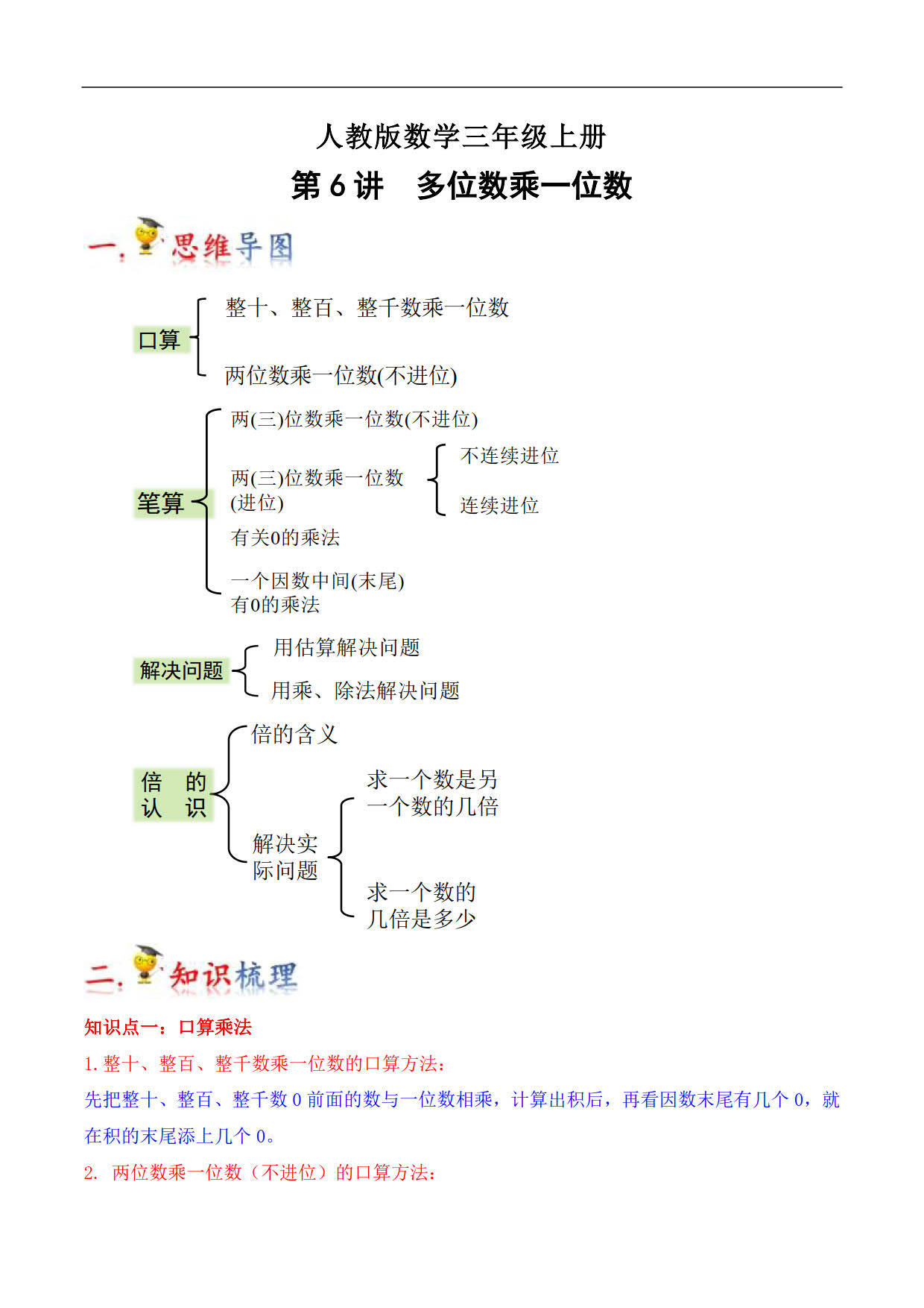 多位数知识点梳理图图片