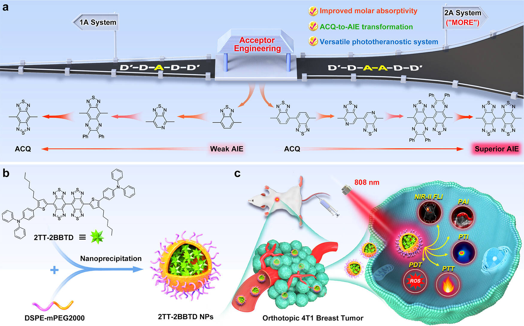 纳米探针 | 双受体工程构建第二近红外聚集诱导发光体以提升多模态光