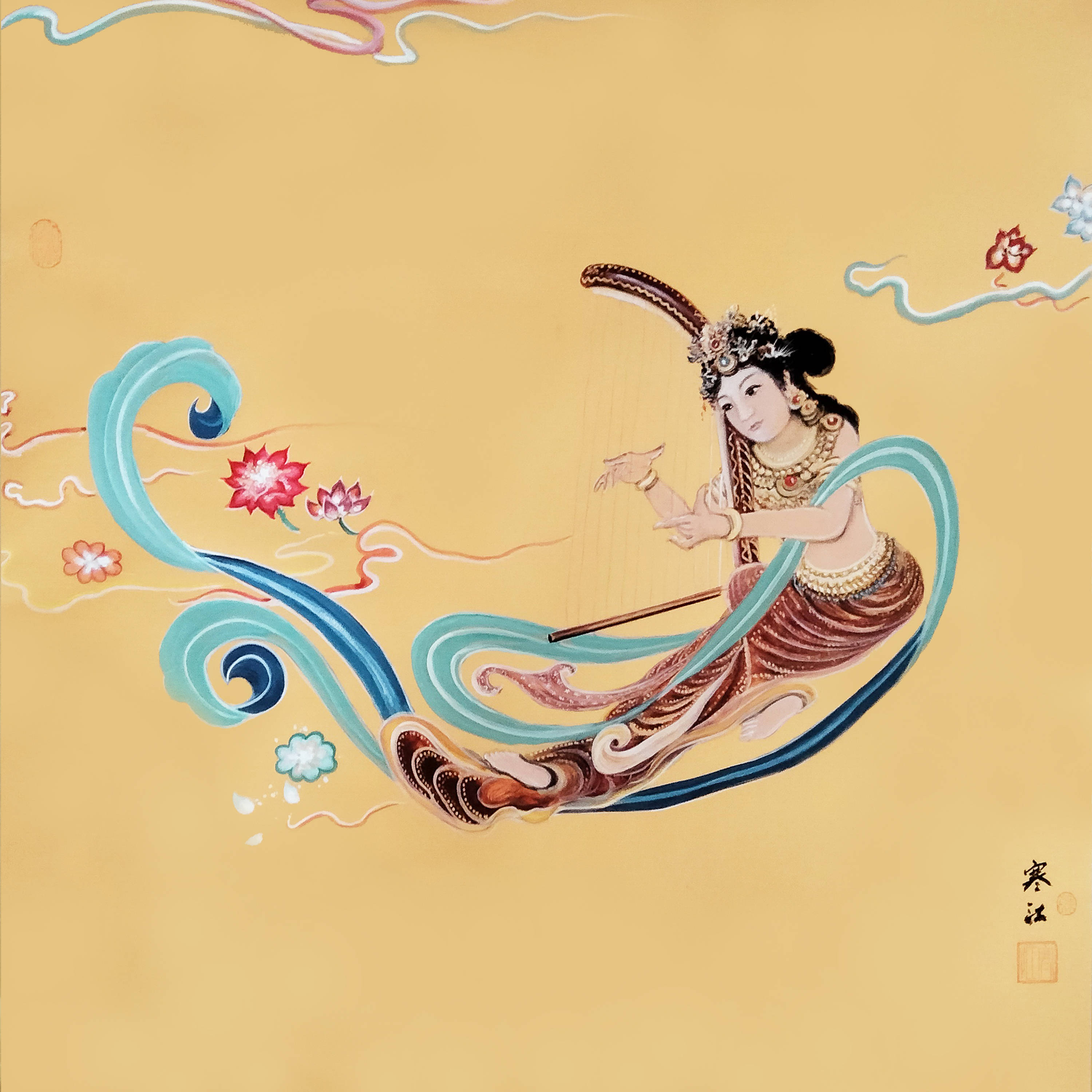 飞天人物手绘图片(飞天人物图片 敦煌壁画)