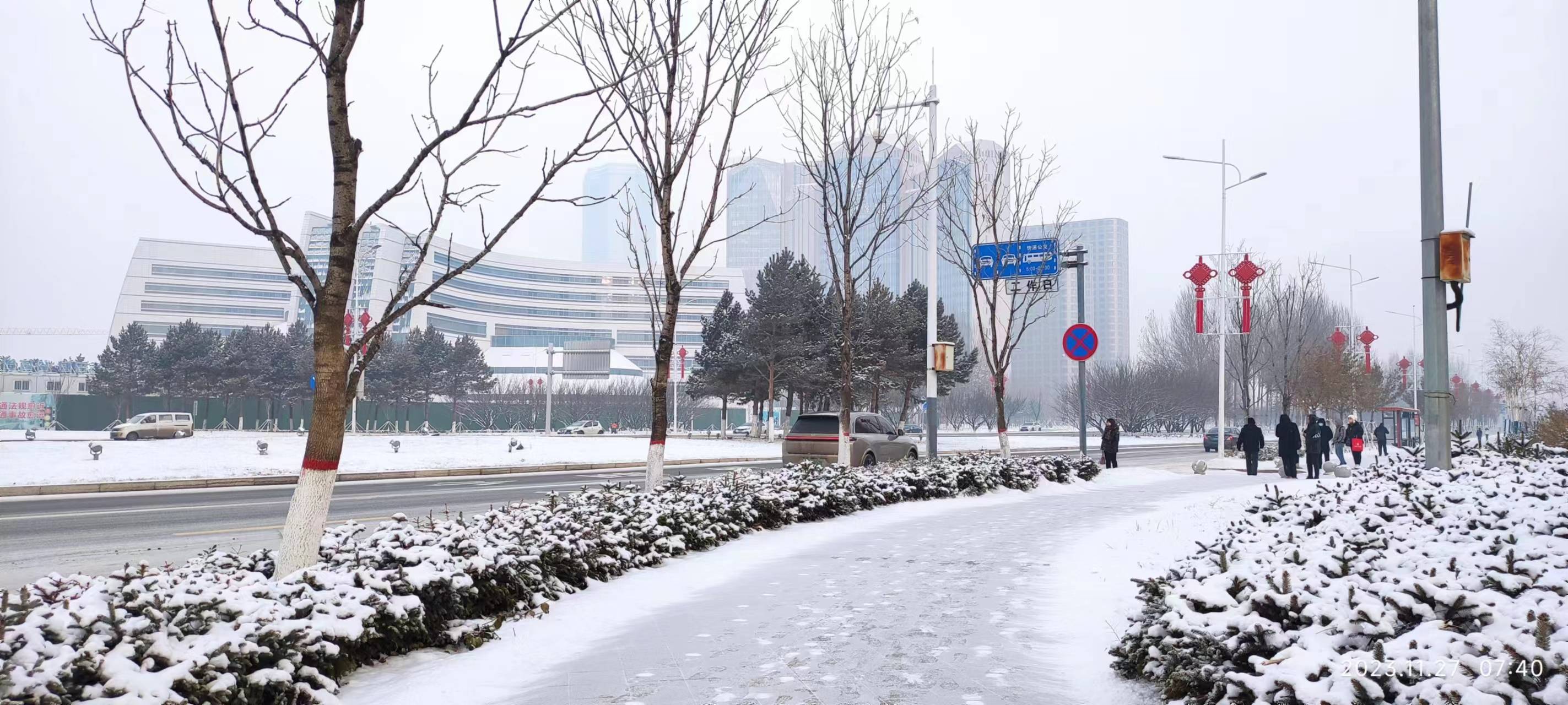 长春新区的两场小雪_雪景_雪花_城市