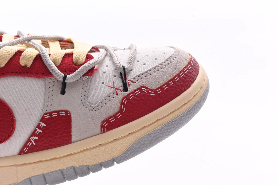耐克nike dunk low sb 85 athletic department 白灰红滑板鞋_红色