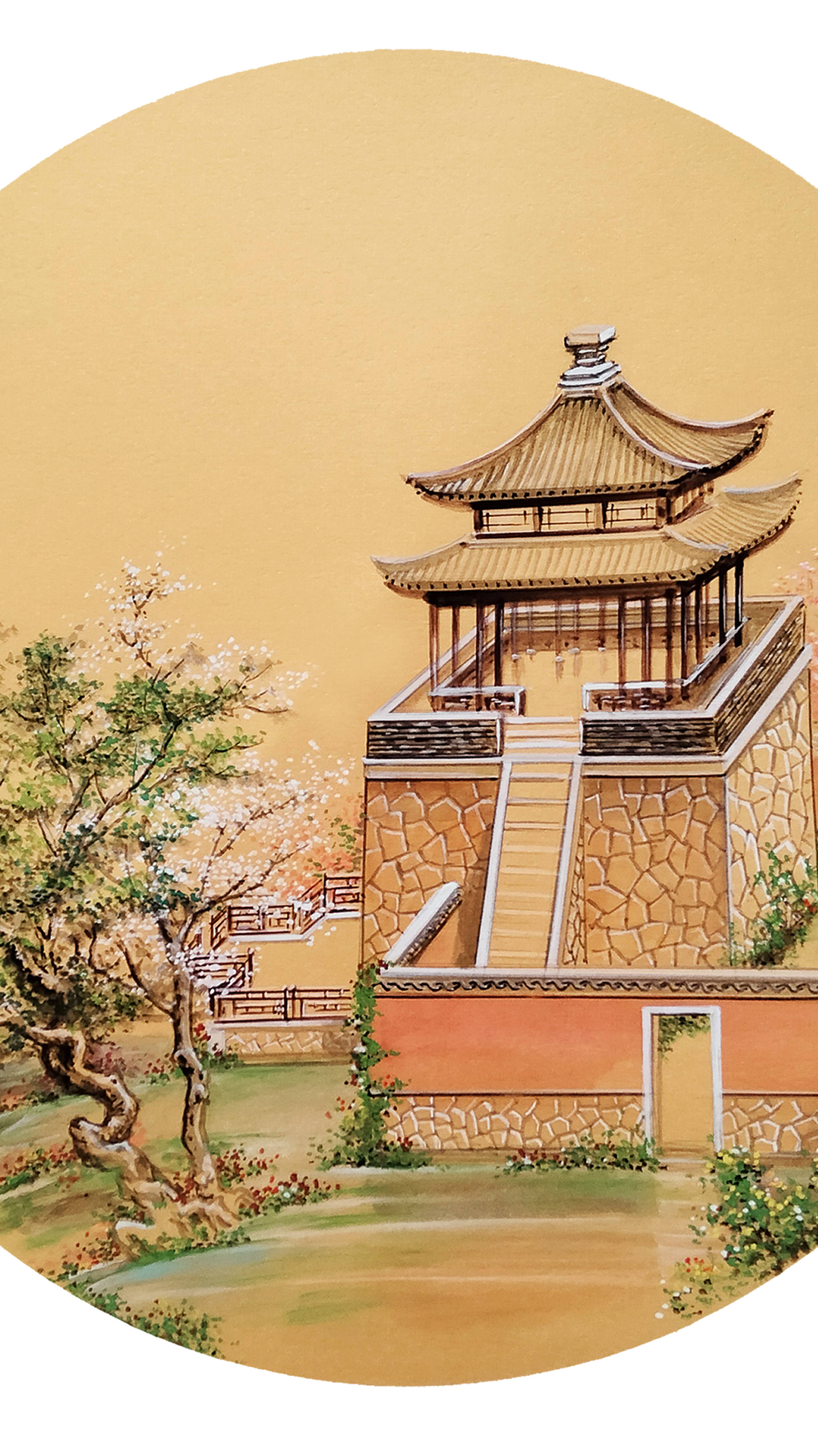 界画寒江---圆明园《平湖秋月.木亭春景》