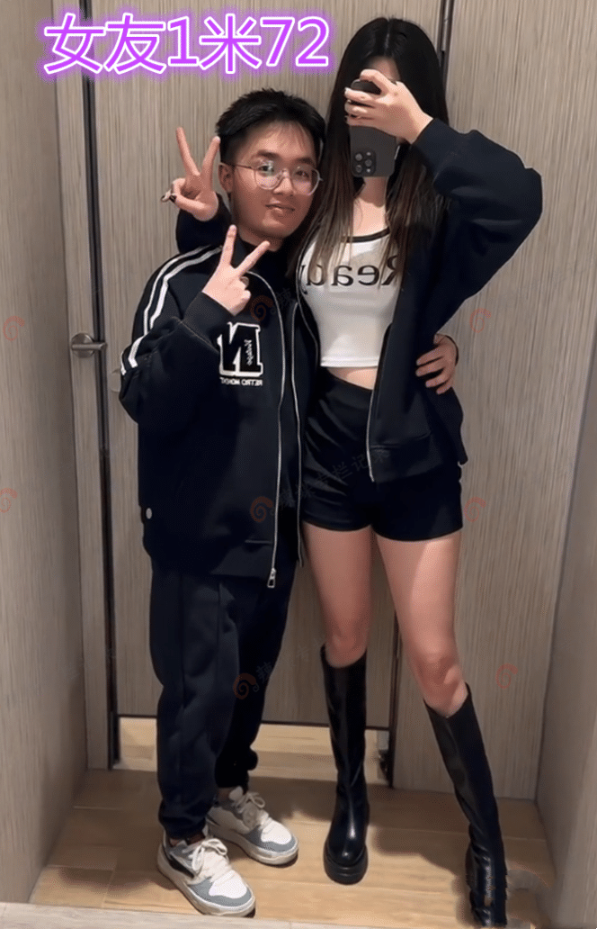 广东矮小男晒1米72长腿女友,甜蜜互动,女子夸赞:他短小精悍_身高_情侣