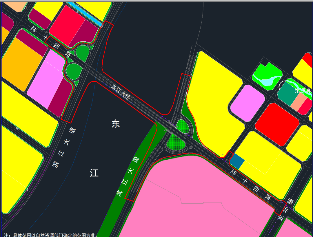 河源市区纬十四路跨东江大桥及桥头至东环路段工程即将启动