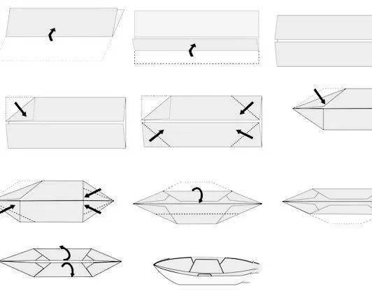 折纸船制作缆绳制作船桨,桅杆等用于切割用于粘贴褐色彩笔船身与船篷