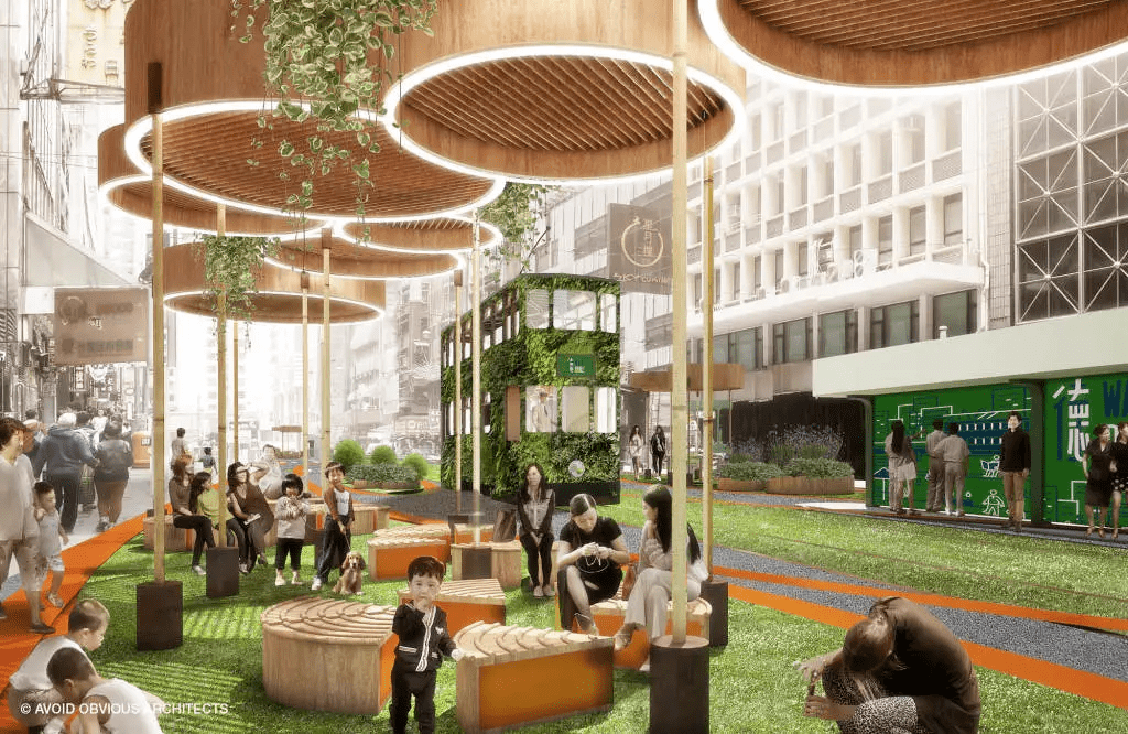 种植区,手机充电区和遮阳区,晚上,它又是一个标志性的公共空间,照亮