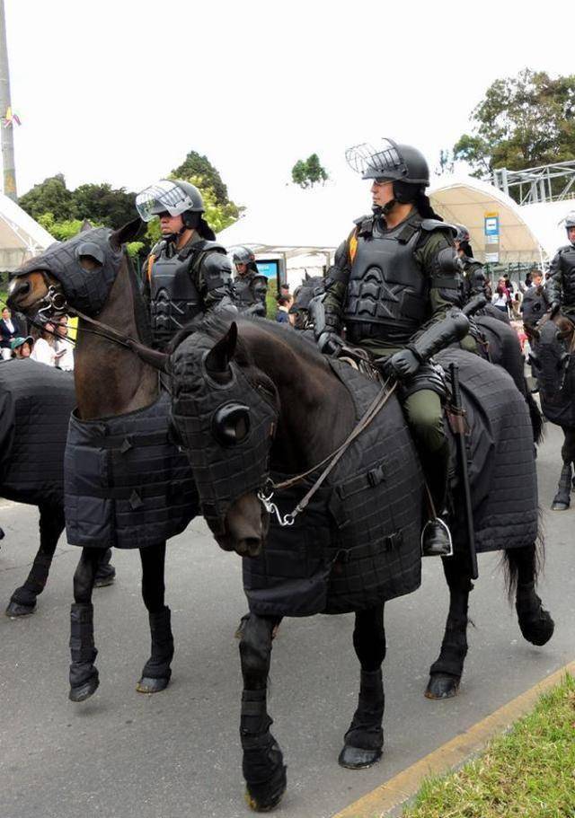 德州彪悍!示威活动清一色黑骑士,警方重甲骑兵出动,犹如中世纪