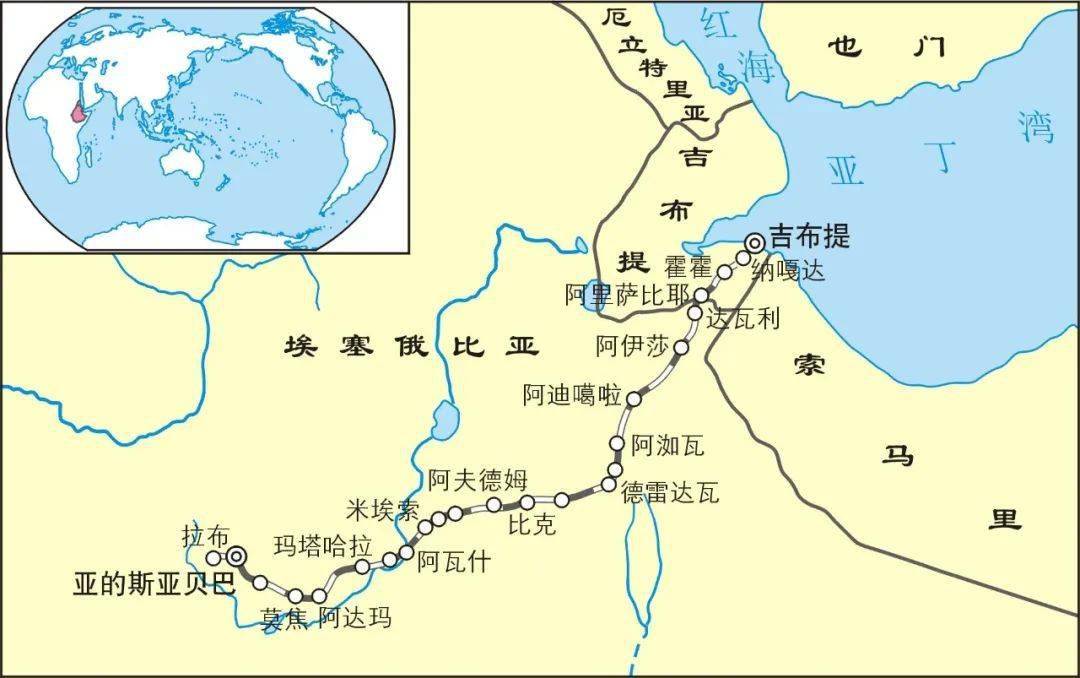 亚吉铁路线路图图片