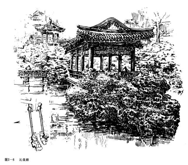 图2-4是北京颐和园谐趣园内连接知春亭和瞻碧斋之间的一段弧形廊.