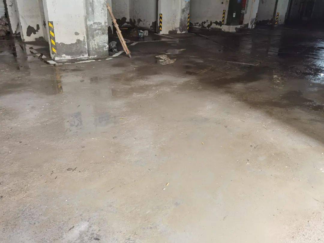 暴雨所致 马鞍山一小区地下车库被淹后.