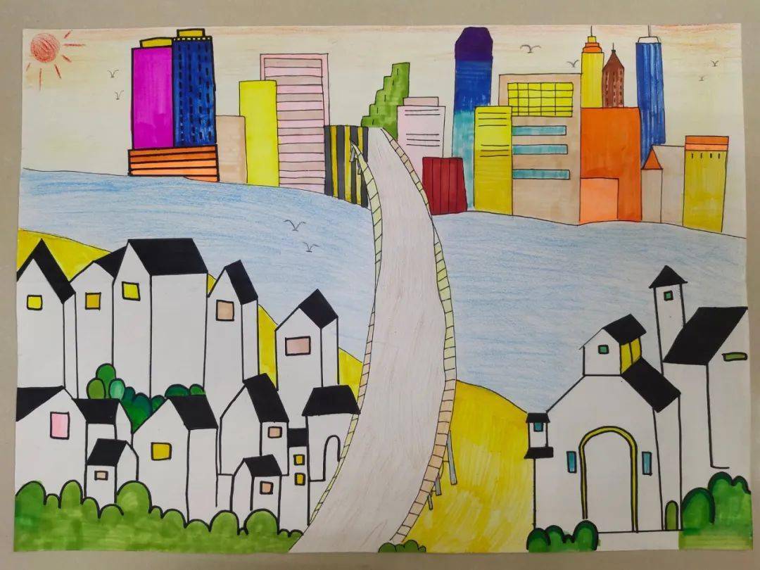 我的家乡画画六年级图片