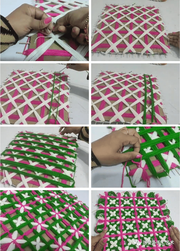 毛线堆积太多用不完一块神奇的板绕几十圈家居垫子美得邻居都来请教附