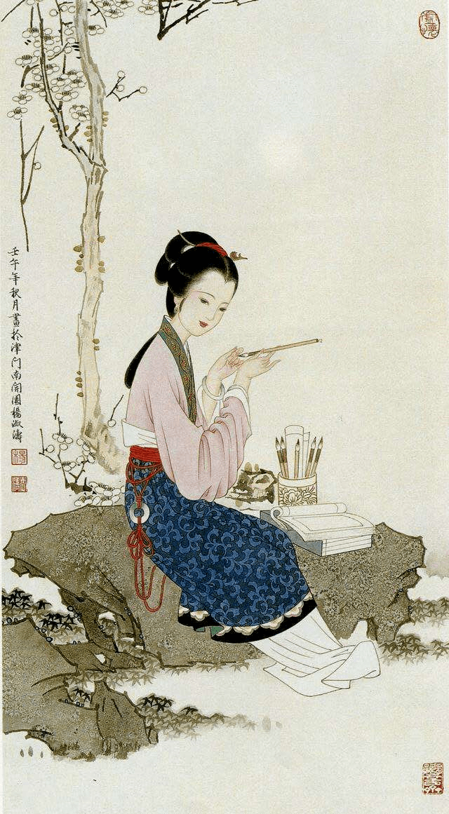 《工笔仕女》 | 杨淑涛李清照有一篇《打马图序》,打马,是古代的博戏