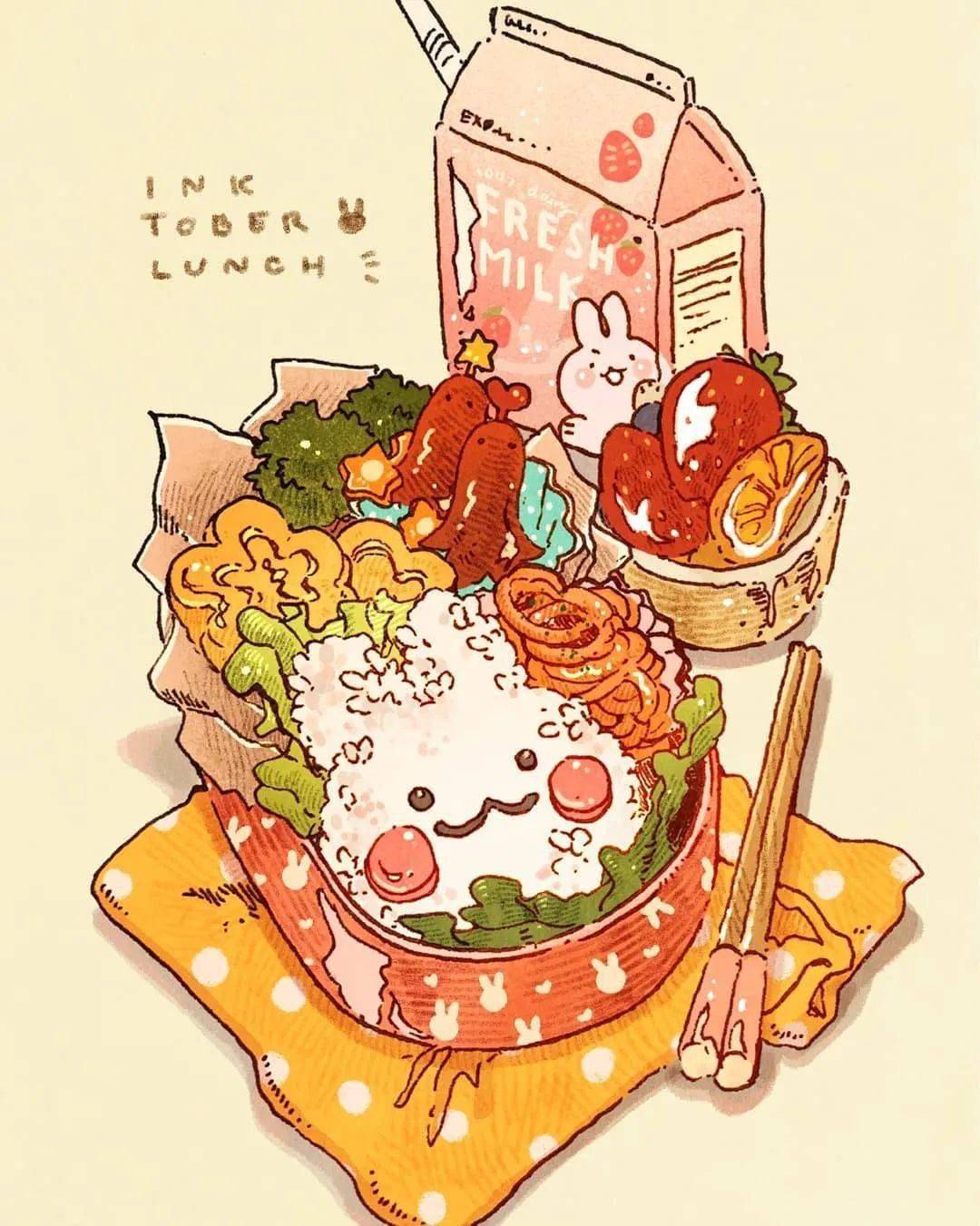 美食插画|这些也太诱人了了吧!好想一口咬上去,不知道会是什么味道呢?