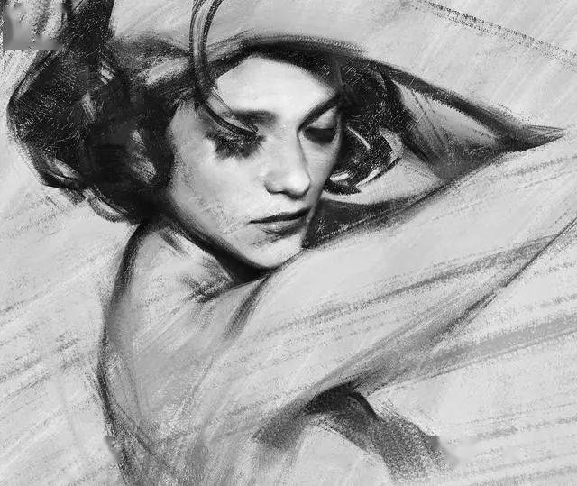 意境女生素描手绘欲言又止的女人味喜欢这样的味道