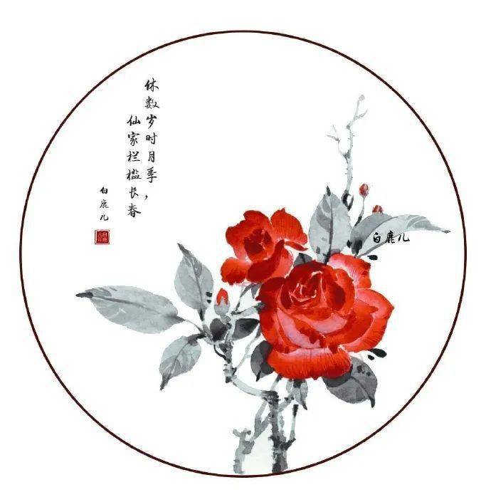 一组非常有韵味的古风水彩手绘月季