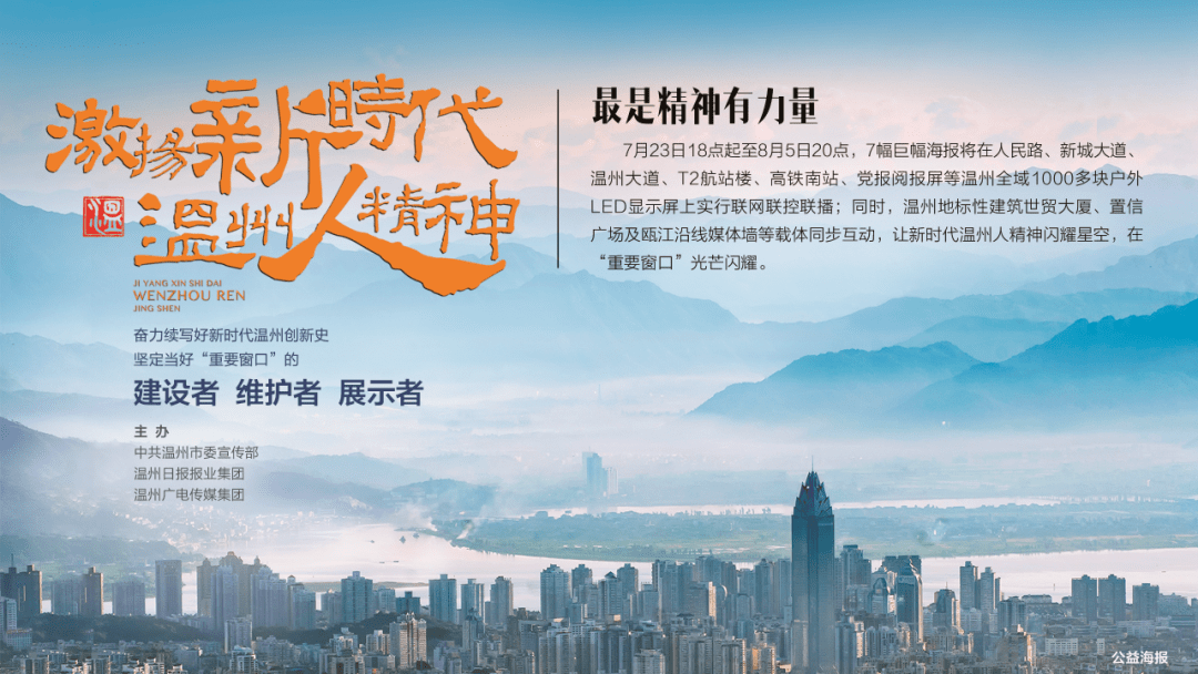 "激扬新时代温州人精神"全城亮屏公益宣传活动由温州市委宣传部,温州